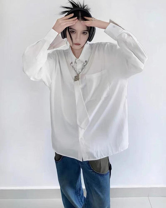 Urban Chain Tie Long Sleeve - stylish techwear - Urban Chain Tie Long Sleeve Shirt for Modern Style - Main view