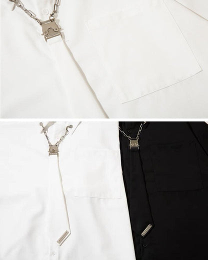 Urban Chain Tie Long Sleeve - stylish techwear - Urban Chain Tie Long Sleeve Shirt for Modern Style - View 10