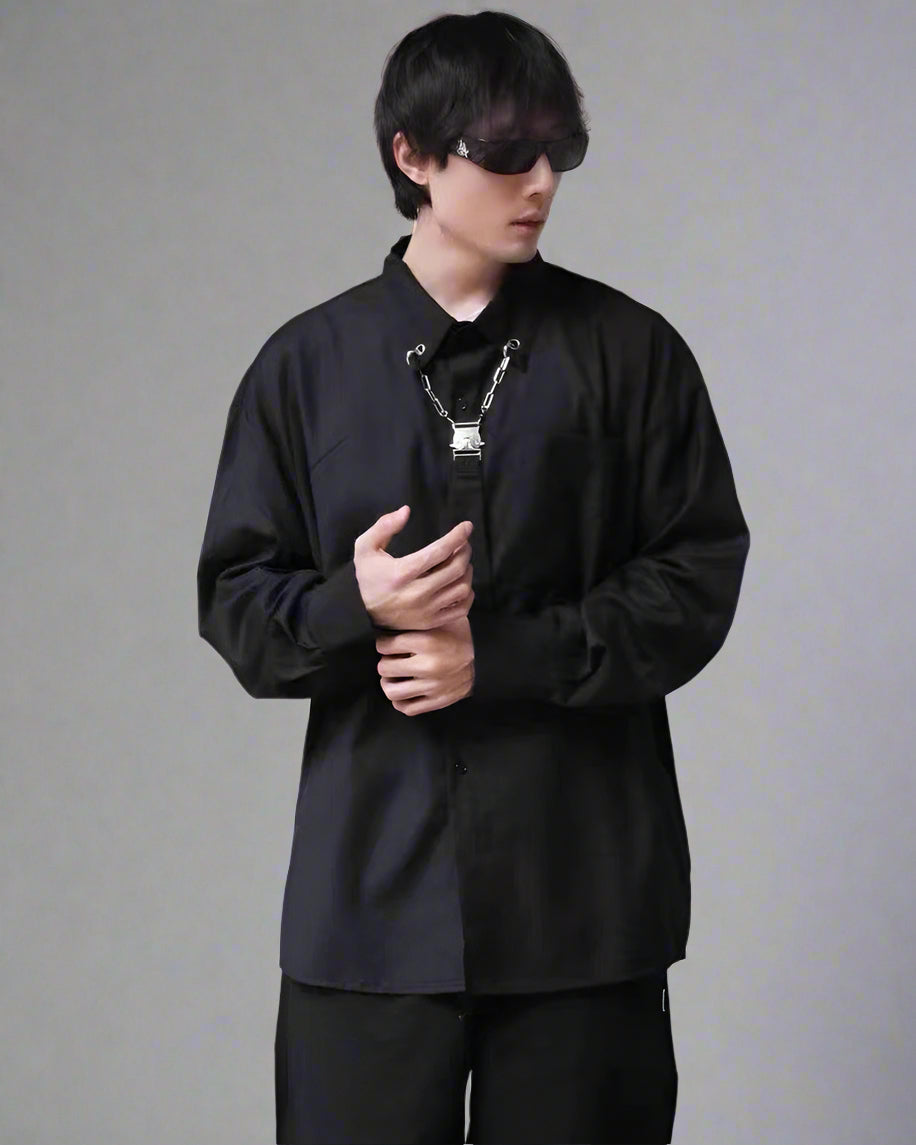 Urban Chain Tie Long Sleeve - urban fashion - Urban Chain Tie Long Sleeve Shirt for Modern Style - View 2