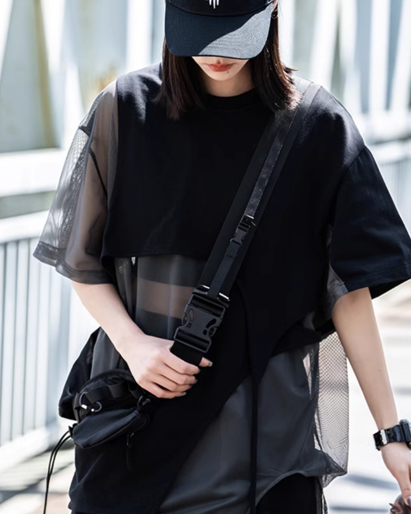 Urban Chic Hollow Stitch Tee -  cotton t-shirt - Stylish Urban Chic Hollow Stitch Tee for Everyday Wear - View 5