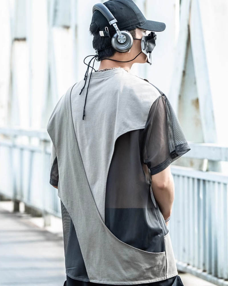 Urban Chic Hollow Stitch Tee - streetwear - Stylish Urban Chic Hollow Stitch Tee for Everyday Wear - View 3