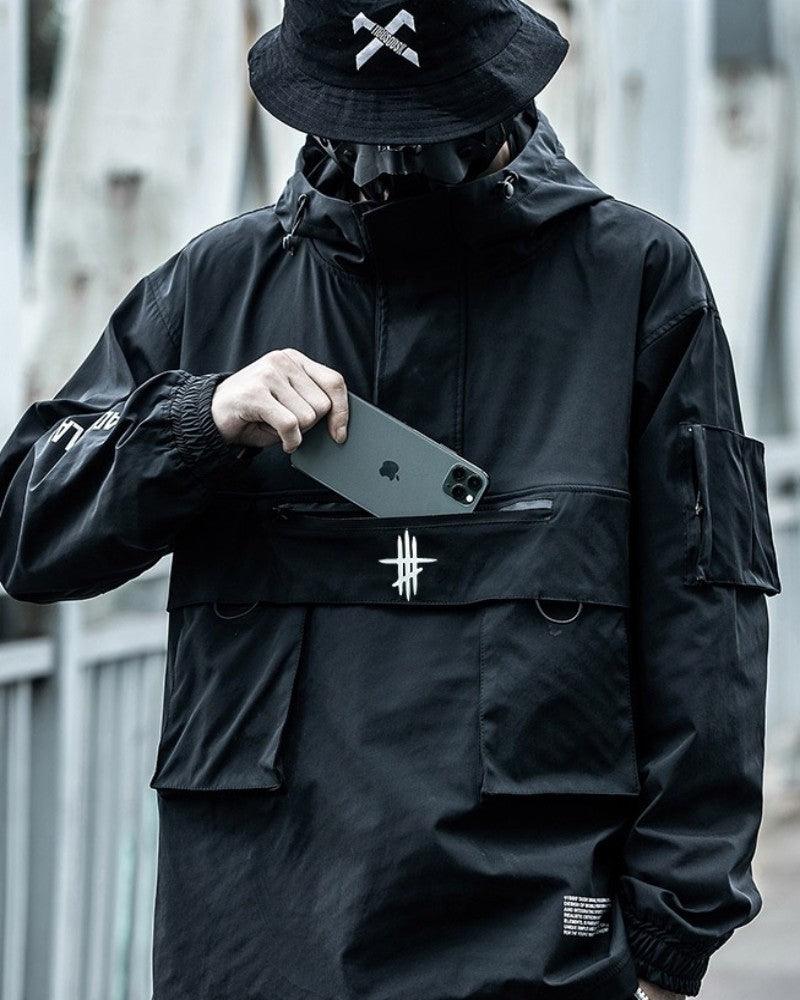 Urban Chic Pocket Jacket -  black jacket - Urban Chic Pocket Jacket for Comfortable Techwear Style - View 3