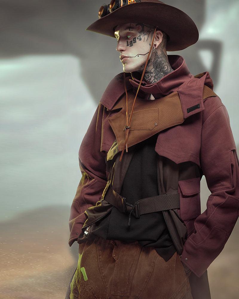 Urban Cyberpunk Denim Trench -  comfy wear - Urban Cyberpunk Denim Trench for Everyday Style - View 4