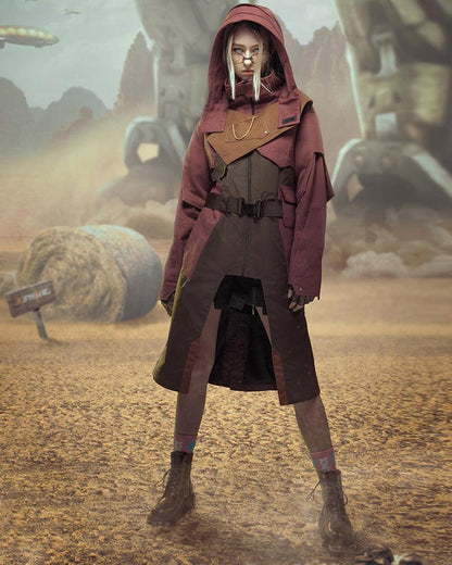 Urban Cyberpunk Denim Trench -  everyday wear - Urban Cyberpunk Denim Trench for Everyday Style - View 5