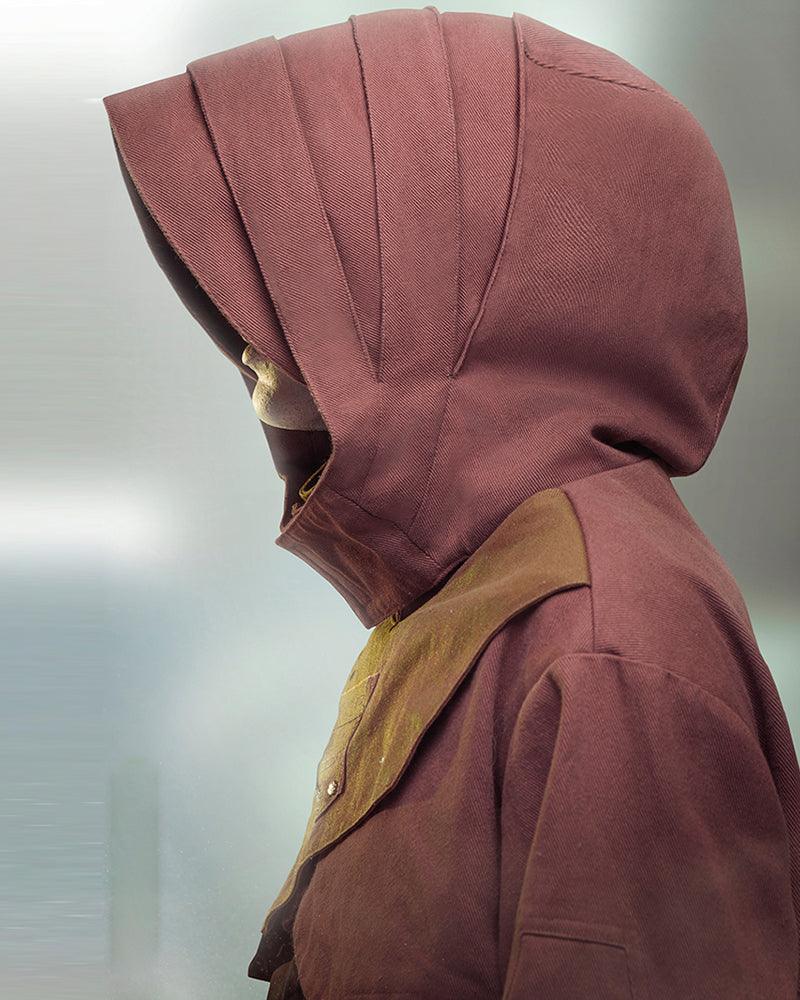 Urban Cyberpunk Denim Trench -  vibrant red and brown - Urban Cyberpunk Denim Trench for Everyday Style - View 9