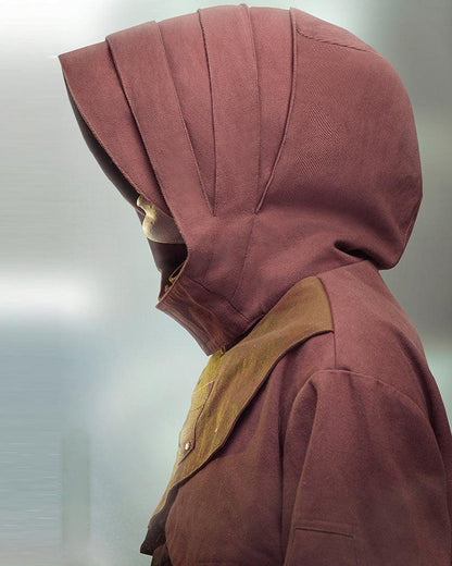 Urban Cyberpunk Denim Trench -  vibrant red and brown - Urban Cyberpunk Denim Trench for Everyday Style - View 9