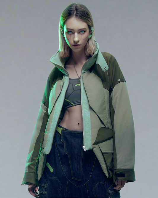 Urban Cyberpunk Hacker Jacket - cyberpunk jacket - Urban Cyberpunk Hacker Jacket in Green & Purple - Main view