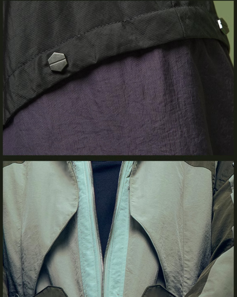Urban Cyberpunk Hacker Jacket -  high-quality polyester jacket - Urban Cyberpunk Hacker Jacket in Green & Purple - View 11
