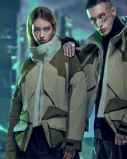 Urban Cyberpunk Hacker Jacket -  urban style - Urban Cyberpunk Hacker Jacket in Green & Purple - View 7