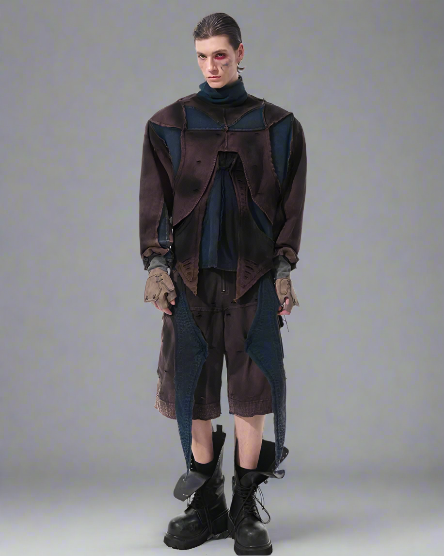 Urban Distressed Techwear Set - techwear sweatshirt set - Stylish Urban Distressed Techwear Set for City Life - View 2