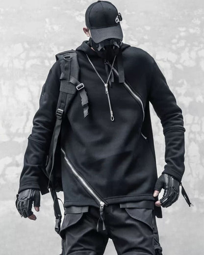 Urban Edge Double Zip Hoodie -  asymmetrical cut - Urban Edge Double Zip Hoodie for Modern Style - View 3