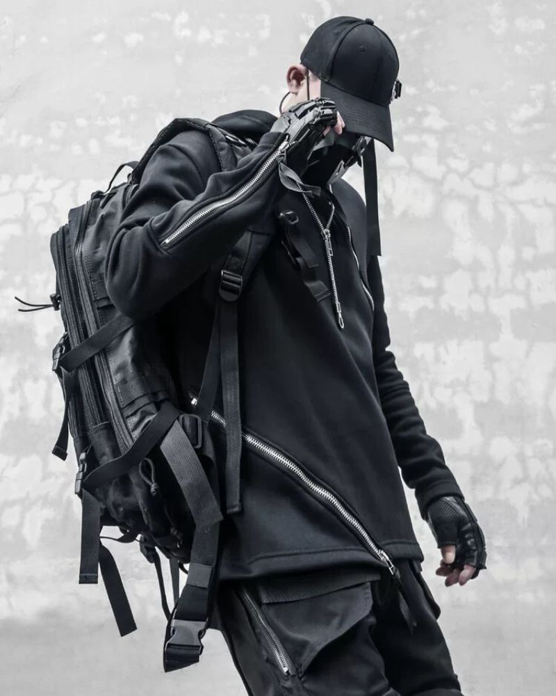 Urban Edge Double Zip Hoodie -  cyberpunk fashion - Urban Edge Double Zip Hoodie for Modern Style - View 5