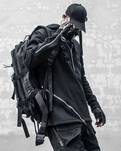Urban Edge Double Zip Hoodie -  cyberpunk fashion - Urban Edge Double Zip Hoodie for Modern Style - View 5