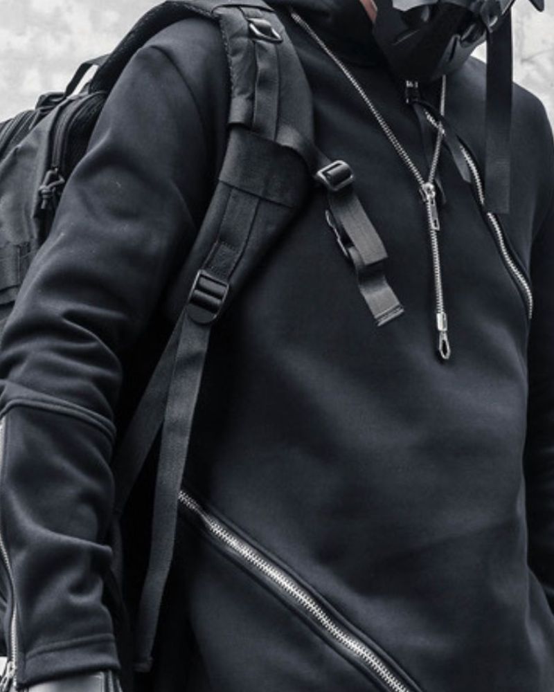 Urban Edge Double Zip Hoodie -  cyberpunk style - Urban Edge Double Zip Hoodie for Modern Style - View 6