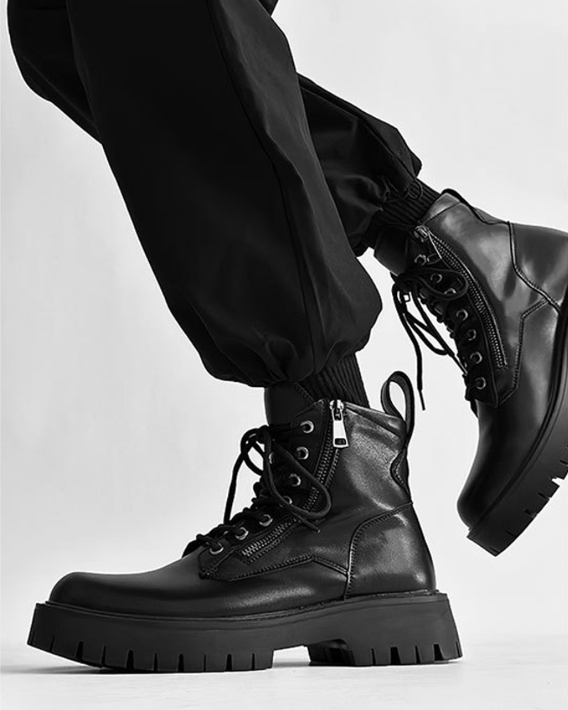 Urban Edge High-Top Motorcycle Boots -  black boots - Urban Edge High-Top Motorcycle Boots for City Adventure - View 3