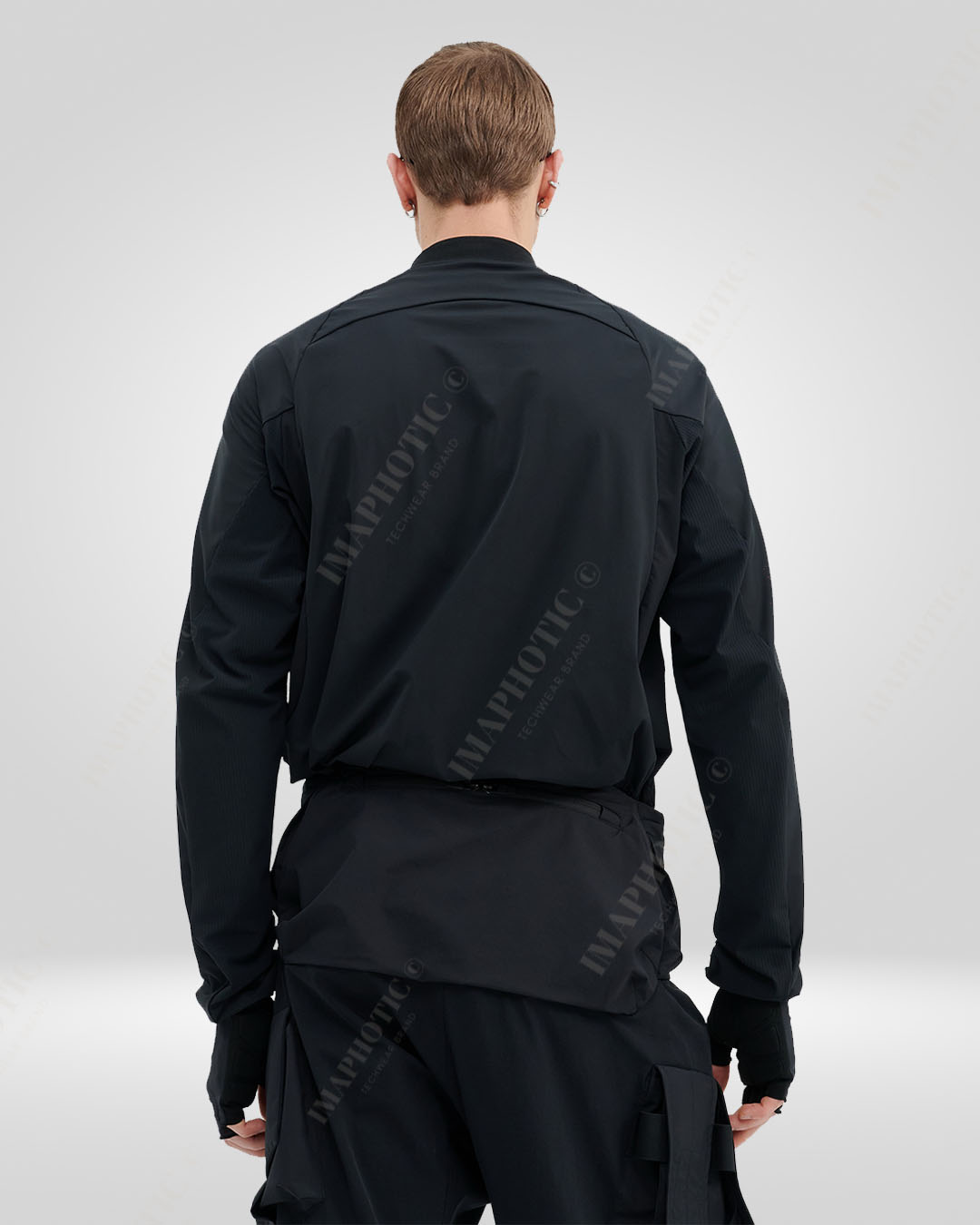 Urban Edge Tactical Raglan Sweatshirt | Modern Black Attire -  black sweatshirt - Tactical Black Raglan Sweatshirt for Stylish Comfort - View 3