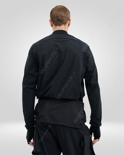 Urban Edge Tactical Raglan Sweatshirt | Modern Black Attire -  black sweatshirt - Tactical Black Raglan Sweatshirt for Stylish Comfort - View 3