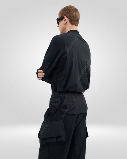 Urban Edge Tactical Raglan Sweatshirt | Modern Black Attire -  raglan sleeve - Tactical Black Raglan Sweatshirt for Stylish Comfort - View 5