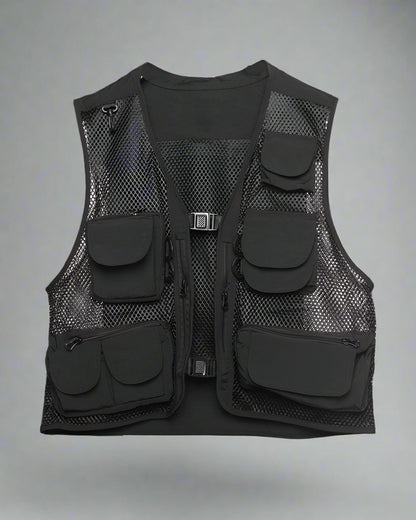 Urban Fishnet Cargo Vest - fishnet vest - Urban Fishnet Cargo Vest for Techwear Style - Main view