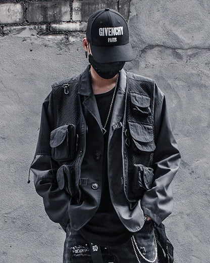 Urban Fishnet Cargo Vest -  music festival vest - Urban Fishnet Cargo Vest for Techwear Style - View 5