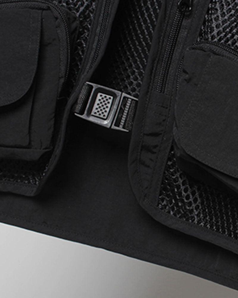 Urban Fishnet Cargo Vest - stylish cargo vest - Urban Fishnet Cargo Vest for Techwear Style - View 11