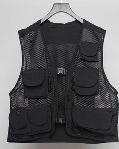 Urban Fishnet Cargo Vest -  techwear - Urban Fishnet Cargo Vest for Techwear Style - View 6