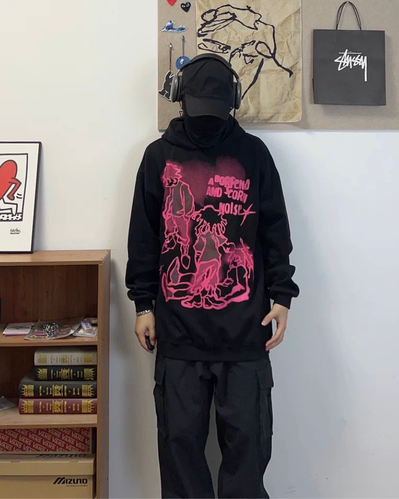 Urban Graffiti Love Hoodie -  comfortable everyday wear - Urban Graffiti Love Hoodie for Everyday Comfort - View 3