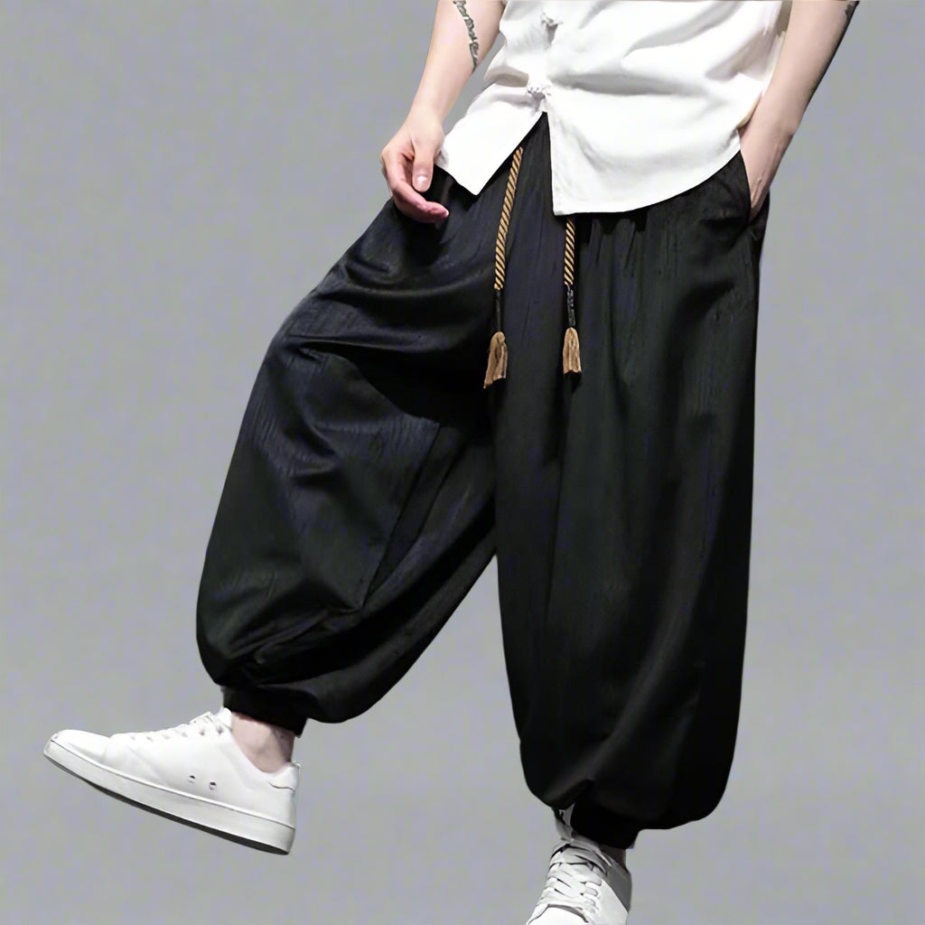 Urban Hakama Style Pants -  breathable casual wear - Urban Hakama Style Pants for Effortless Street Style - View 3