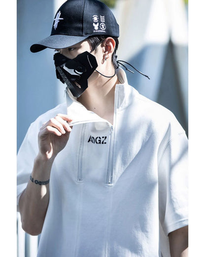 Urban High Neck Tee -  black and white - Urban High Neck Tee for Modern Street Style - View 3