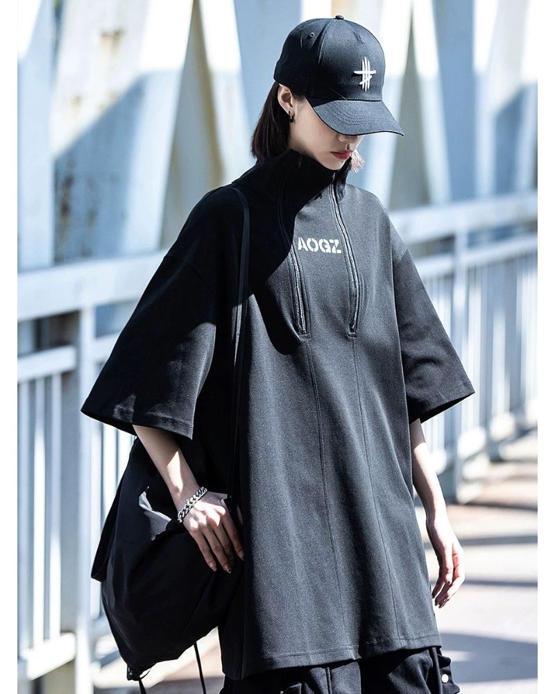 Urban High Neck Tee -  comfy everyday wear - Urban High Neck Tee for Modern Street Style - View 4