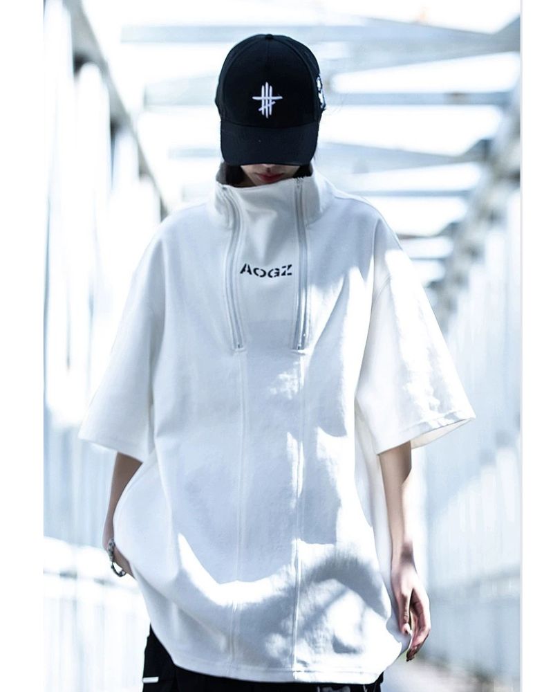Urban High Neck Tee -  cyberpunk fashion - Urban High Neck Tee for Modern Street Style - View 5