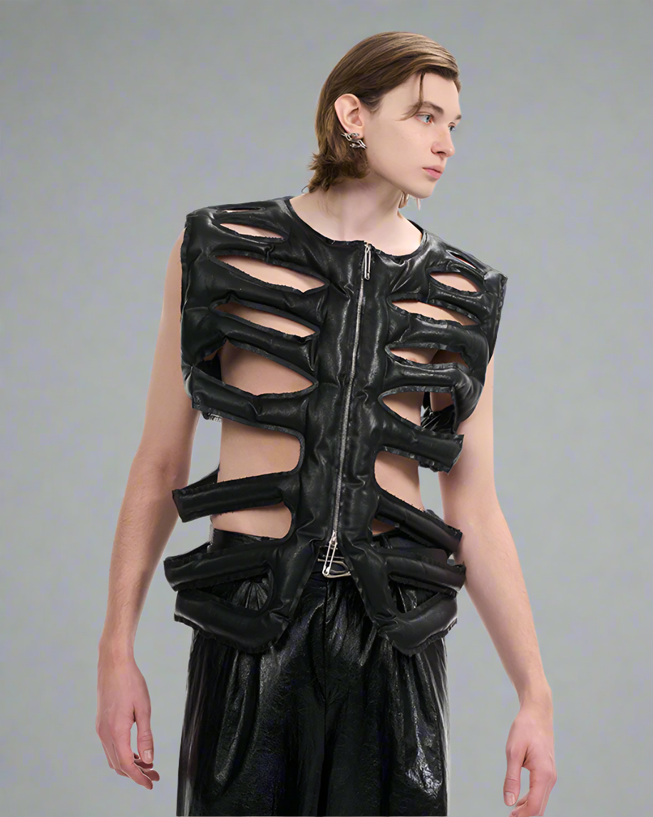 Urban Hollow PU Vest -  black vest - Urban Hollow PU Vest for Modern Urban Explorers - View 3