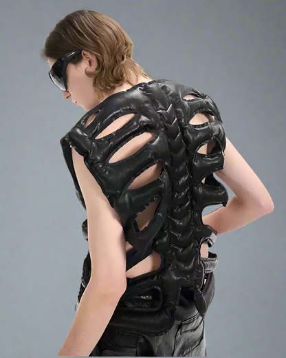 Urban Hollow PU Vest - futuristic techwear vest - Urban Hollow PU Vest for Modern Urban Explorers - Main view