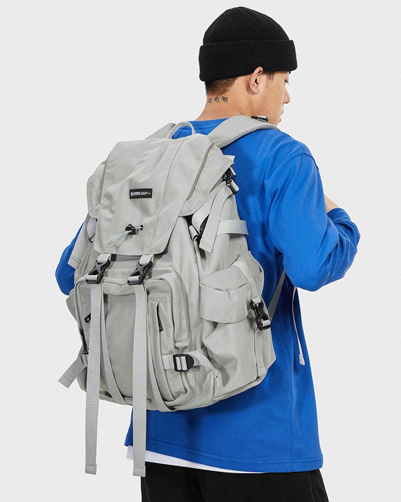 Urban Japanese Techwear Backpack -  adjustable straps backpack - Waterproof Urban Techwear Backpack in Black and Gray - View 3
