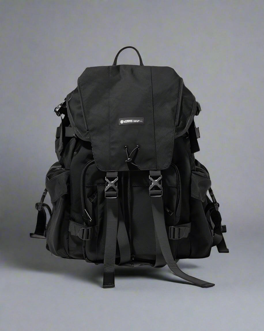 Urban Japanese Techwear Backpack - japanese streetwear backpack - Waterproof Urban Techwear Backpack in Black and Gray - Main view