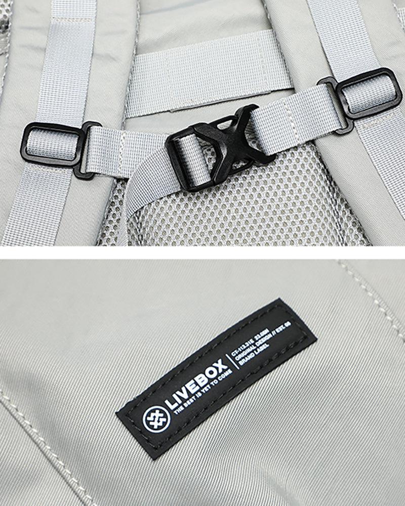 Urban Japanese Techwear Backpack - japanese streetwear backpack - Waterproof Urban Techwear Backpack in Black and Gray - View 8