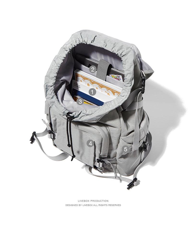 Urban Japanese Techwear Backpack -  waterproof - Waterproof Urban Techwear Backpack in Black and Gray - View 7