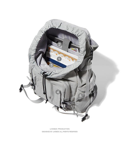 Urban Japanese Techwear Backpack -  waterproof - Waterproof Urban Techwear Backpack in Black and Gray - View 7