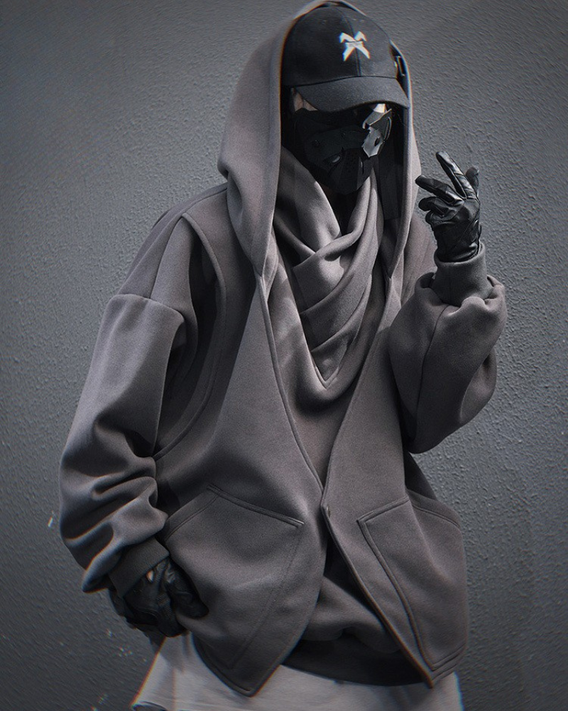 Urban Layered Turtleneck Hoodie -  comfortable techwear - Urban Layered Turtleneck Hoodie for Modern Style - View 3