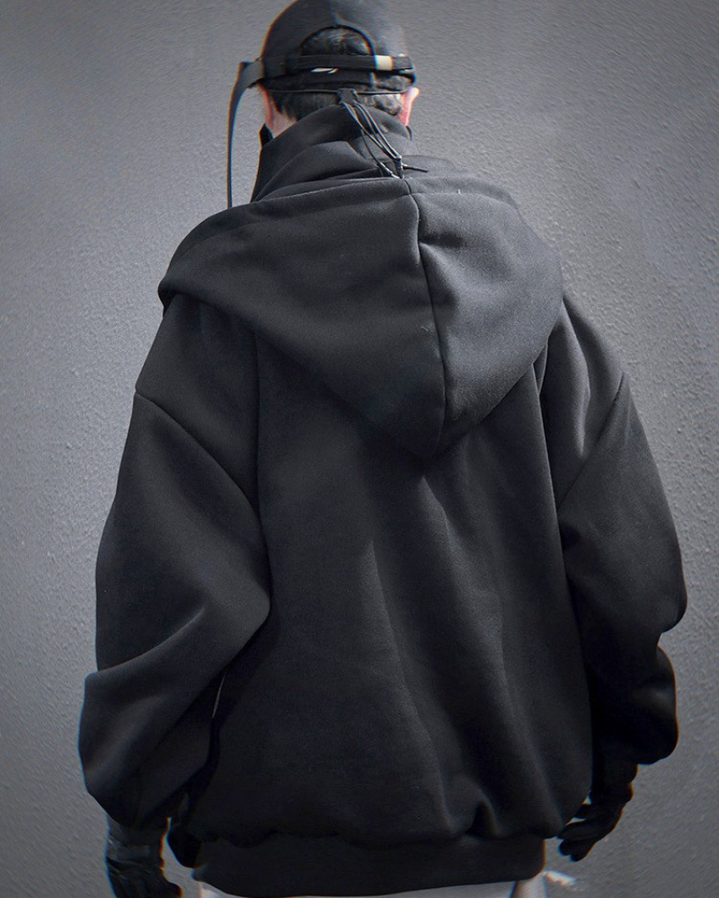 Urban Layered Turtleneck Hoodie -  futuristic urban wear - Urban Layered Turtleneck Hoodie for Modern Style - View 4