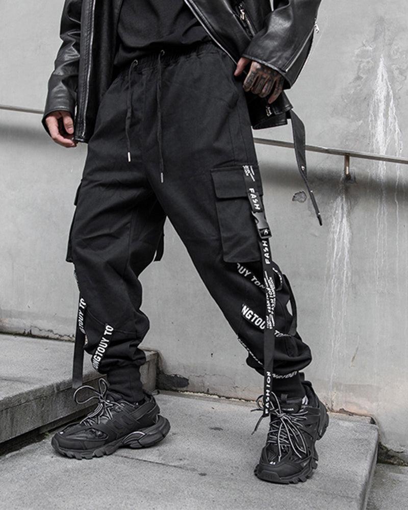 Urban Multi-Ribbon Black Cargo - cargo pants - Versatile Multi-Ribbon Black Cargo Pants for Any Occasion - Main view