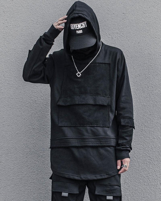 Urban Ninja Black Hoodie - techwear fashion - Urban Ninja Black Hoodie for Stylish Urban Wear - Main view