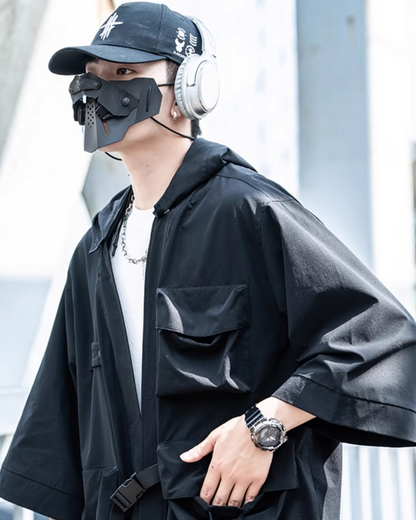 Urban Ninja Hooded Kimono -  black kimono - Urban Ninja Hooded Kimono for Modern Streetwear - View 2
