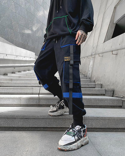 Urban Patchwork Black Cargo Pants -  black pants - Urban Patchwork Black Cargo Pants for Modern Style - View 3