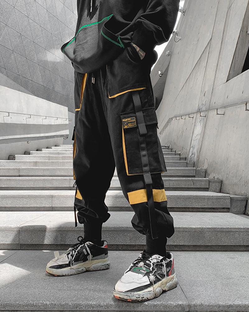 Urban Patchwork Black Cargo Pants for Modern Style – Imaphotic