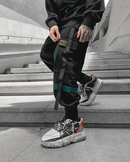 Urban Patchwork Black Cargo Pants -  machine washable pants - Urban Patchwork Black Cargo Pants for Modern Style - View 6