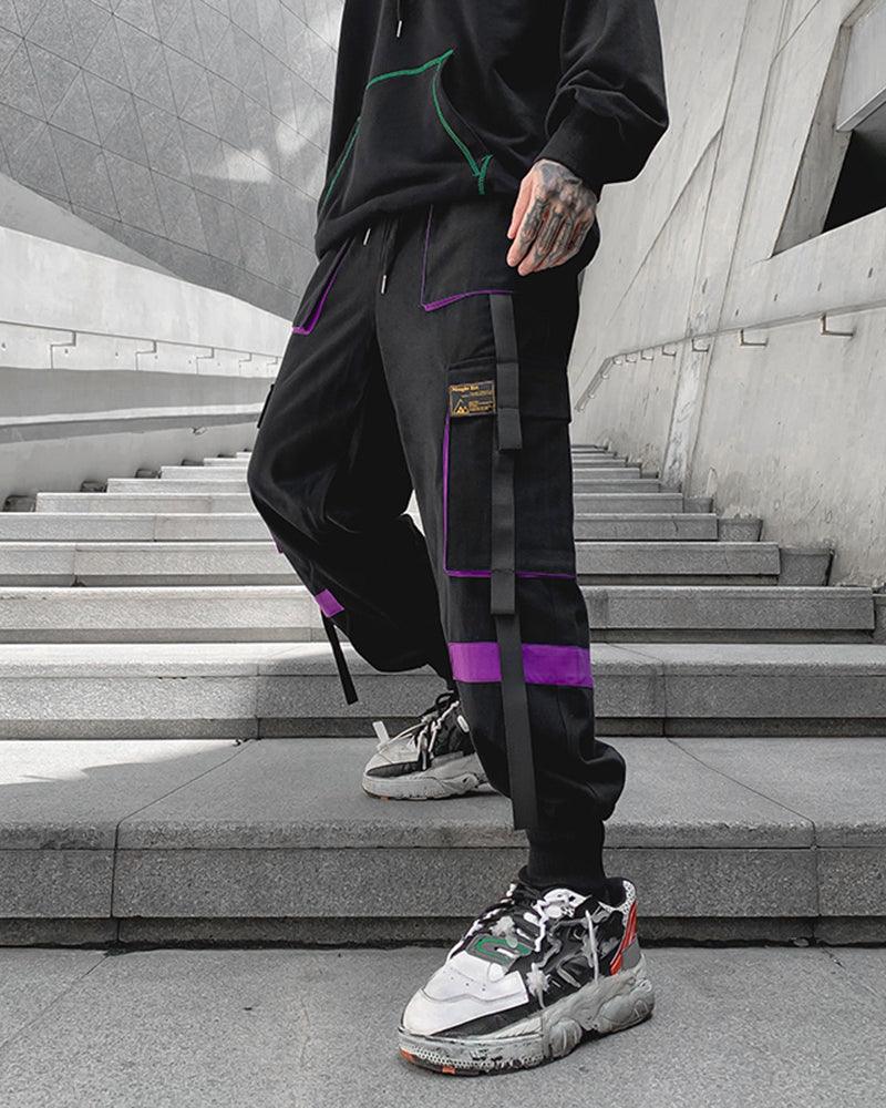 Urban Patchwork Black Cargo Pants -  streetwear - Urban Patchwork Black Cargo Pants for Modern Style - View 7