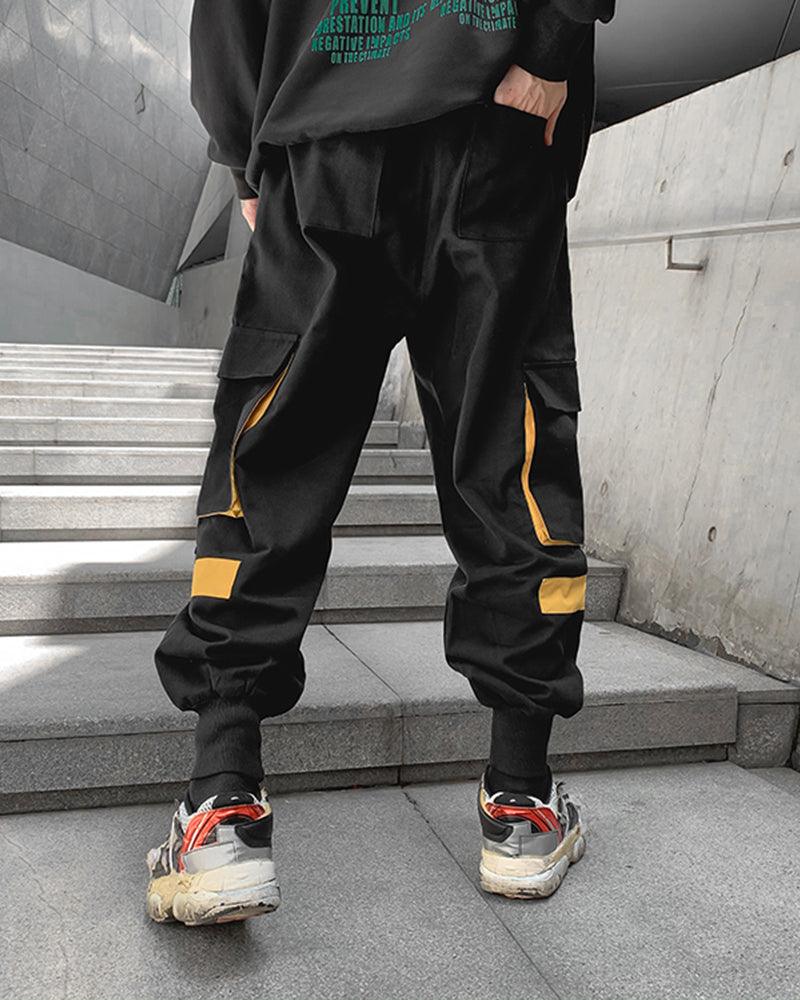Urban Patchwork Black Cargo Pants for Modern Style – Imaphotic
