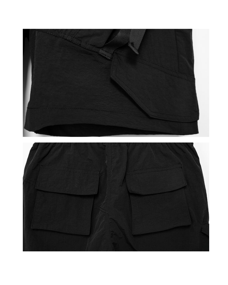 Urban Patchwork Cargo Shorts -  urban style - Woven Patchwork Cargo Shorts for Everyday Adventures - View 7