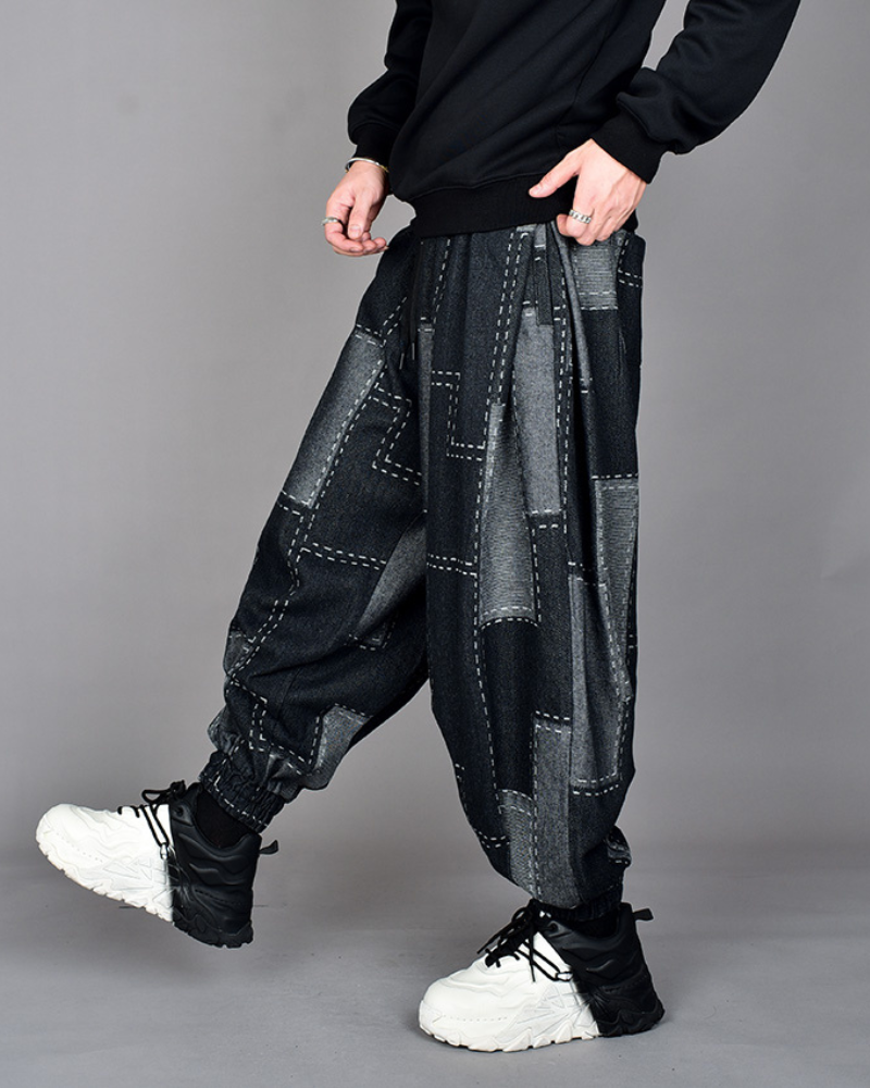 Urban Plaid Harem Pants - stylish techwear pants - Urban Plaid Harem Pants for Fashionable Comfort - Main view